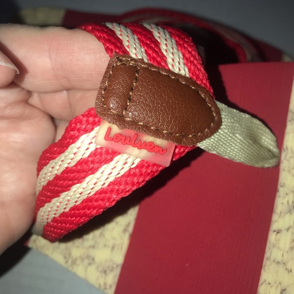 LOULUEN Flip Flop Thong Sandals Red  Tan Womens Sz 5.5 / 36 Beach Slip On NWOT - Picture 3 of 9